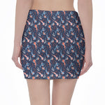 Blue Axolotl Pattern Print Pencil Mini Skirt