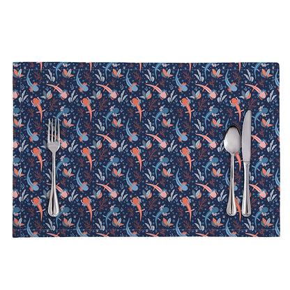 Blue Axolotl Pattern Print Placemat