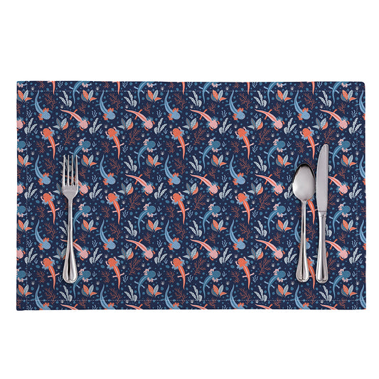 Blue Axolotl Pattern Print Placemat