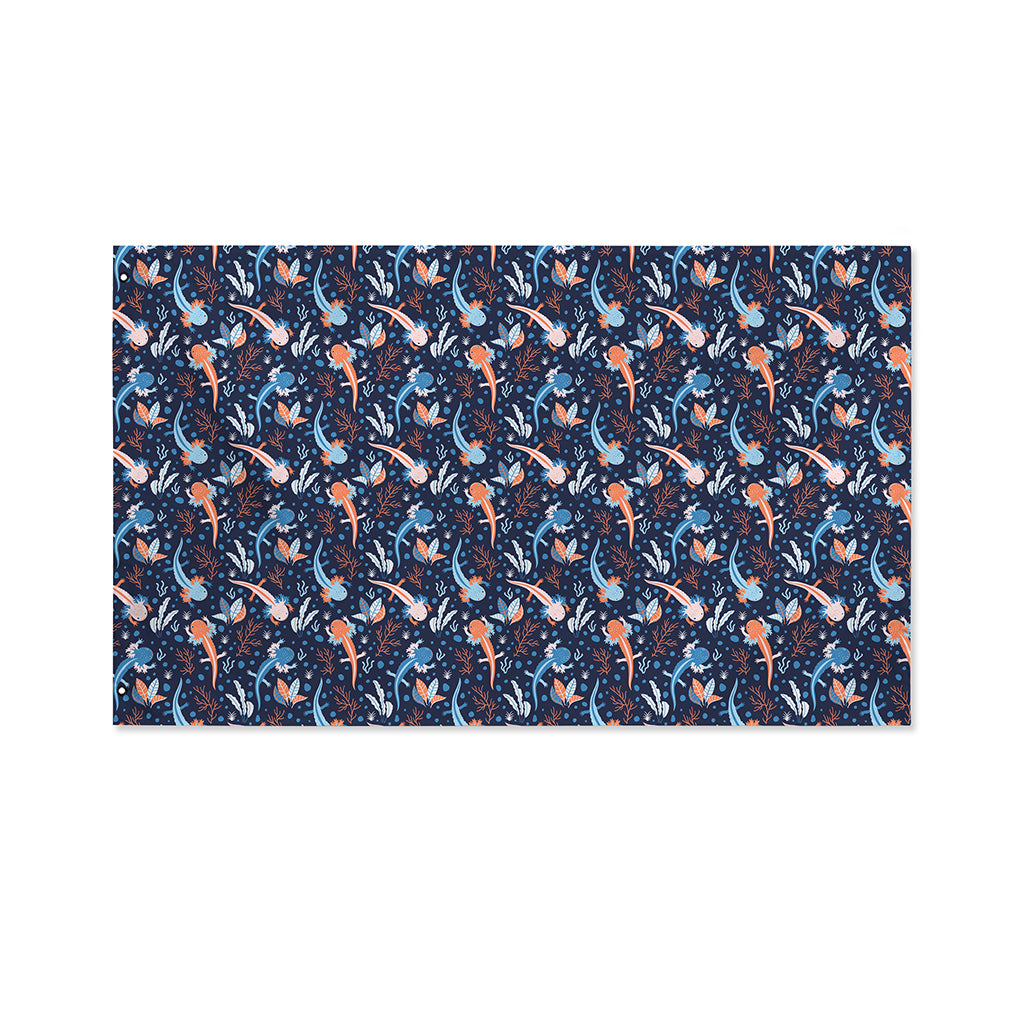 Blue Axolotl Pattern Print Polyester Flag