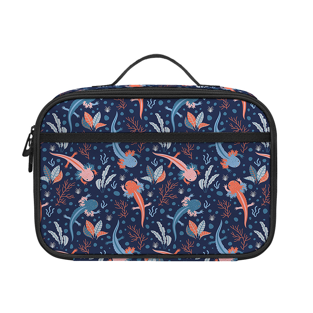 Blue Axolotl Pattern Print Portable Lunch Bag
