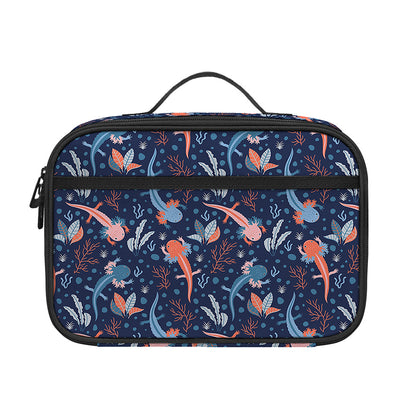 Blue Axolotl Pattern Print Portable Lunch Bag