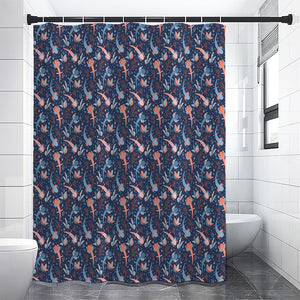 Blue Axolotl Pattern Print Premium Shower Curtain