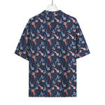 Blue Axolotl Pattern Print Rayon Hawaiian Shirt