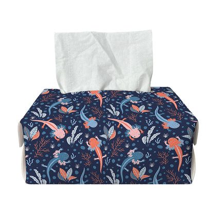 Blue Axolotl Pattern Print Rectangle Tissue Box Cover