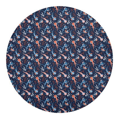 Blue Axolotl Pattern Print Round Blanket