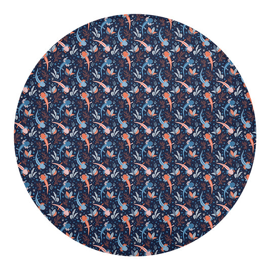 Blue Axolotl Pattern Print Round Blanket