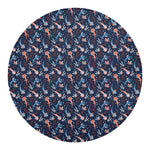 Blue Axolotl Pattern Print Round Blanket