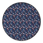 Blue Axolotl Pattern Print Round Floor Mat