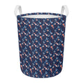 Blue Axolotl Pattern Print Round Laundry Basket
