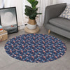 Blue Axolotl Pattern Print Round Rug