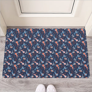 Blue Axolotl Pattern Print Rubber Doormat