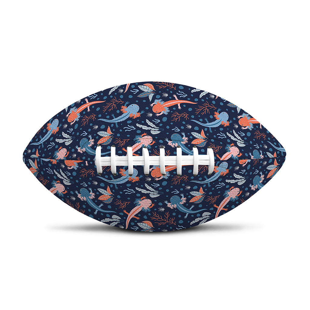 Blue Axolotl Pattern Print Rugby Ball
