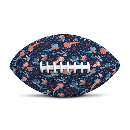 Blue Axolotl Pattern Print Rugby Ball