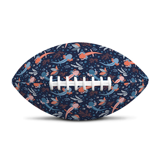 Blue Axolotl Pattern Print Rugby Ball