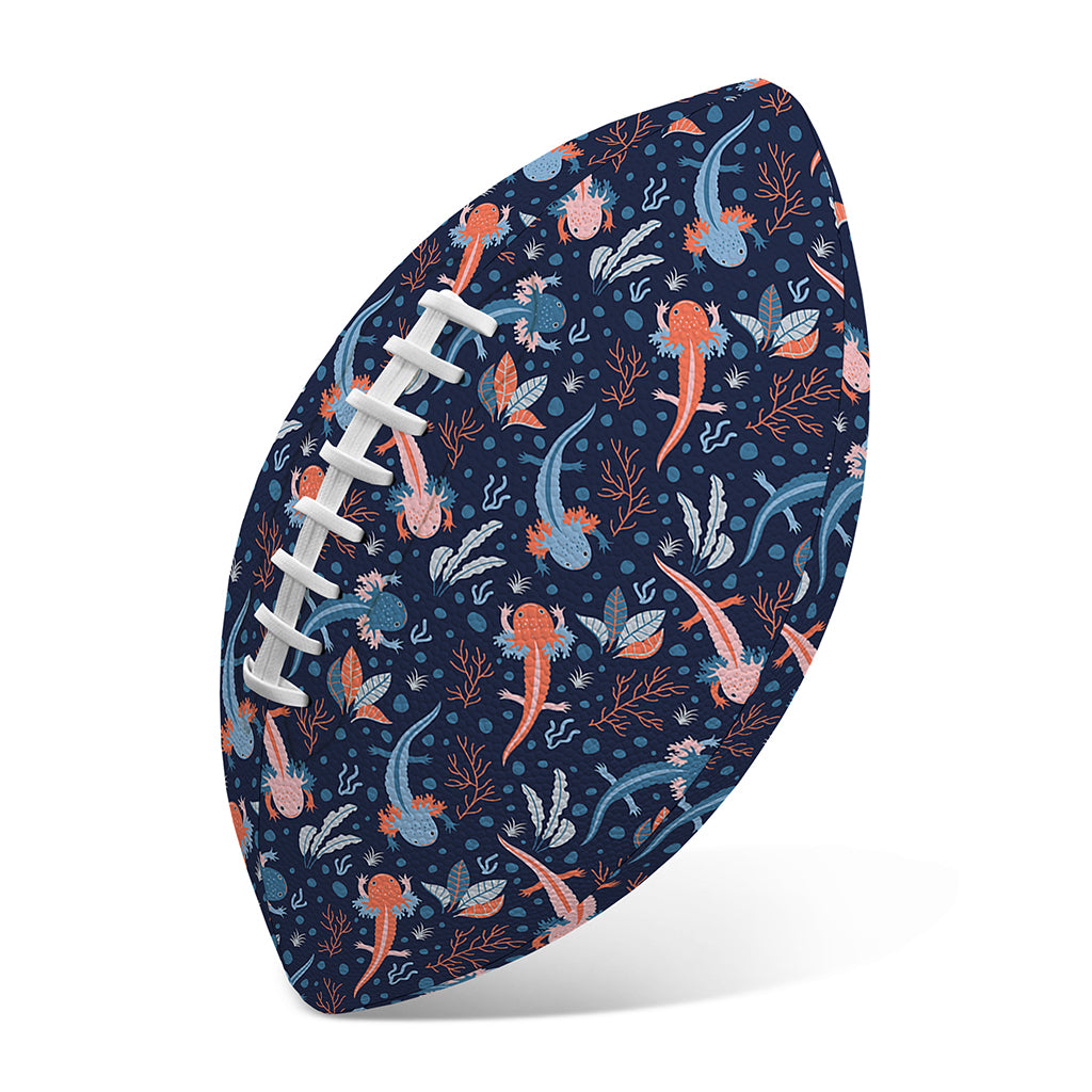 Blue Axolotl Pattern Print Rugby Ball