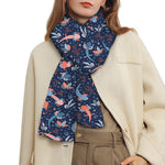 Blue Axolotl Pattern Print Scarf