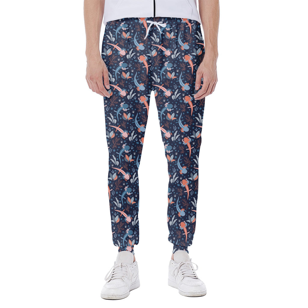 Blue Axolotl Pattern Print Scuba Joggers