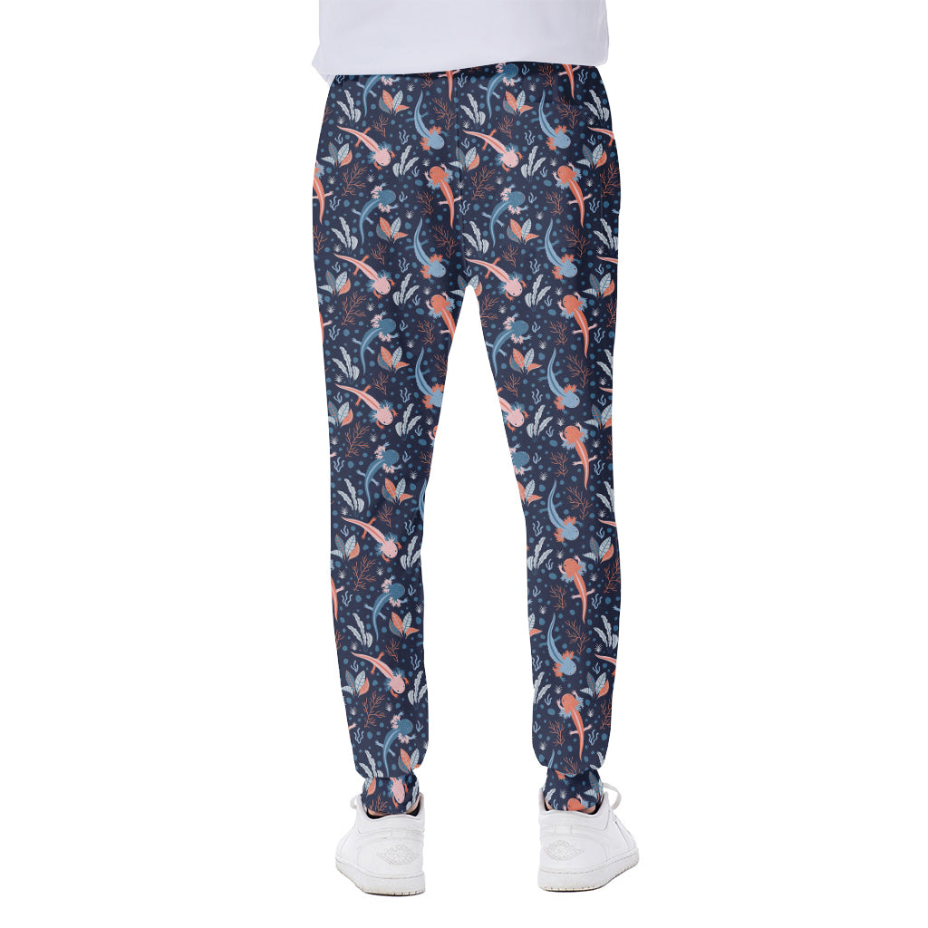 Blue Axolotl Pattern Print Scuba Joggers