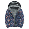 Blue Axolotl Pattern Print Sherpa Lined Zip Up Hoodie