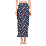 Blue Axolotl Pattern Print Side Slit Maxi Skirt