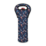 Blue Axolotl Pattern Print Single Neoprene Wine Tote
