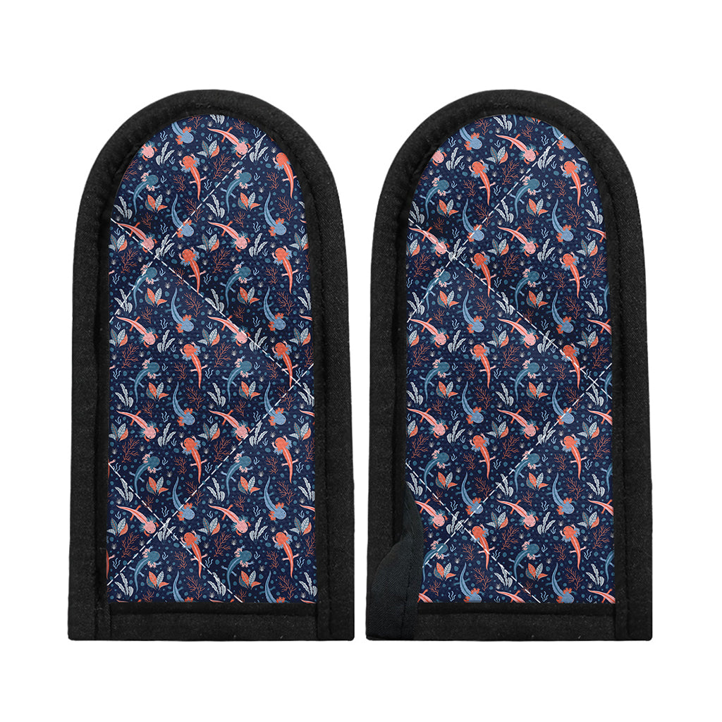 Blue Axolotl Pattern Print Skillet Handle Cover