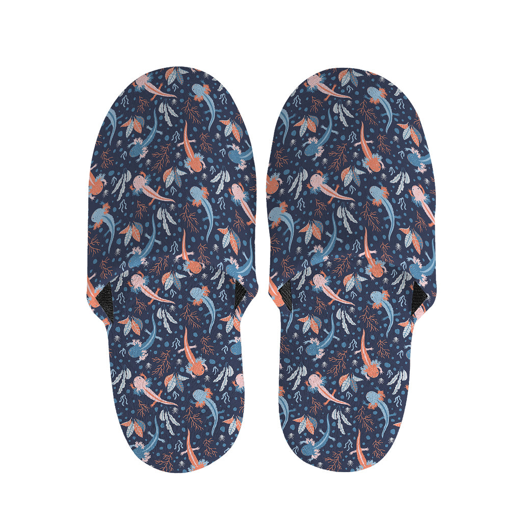 Blue Axolotl Pattern Print Slippers