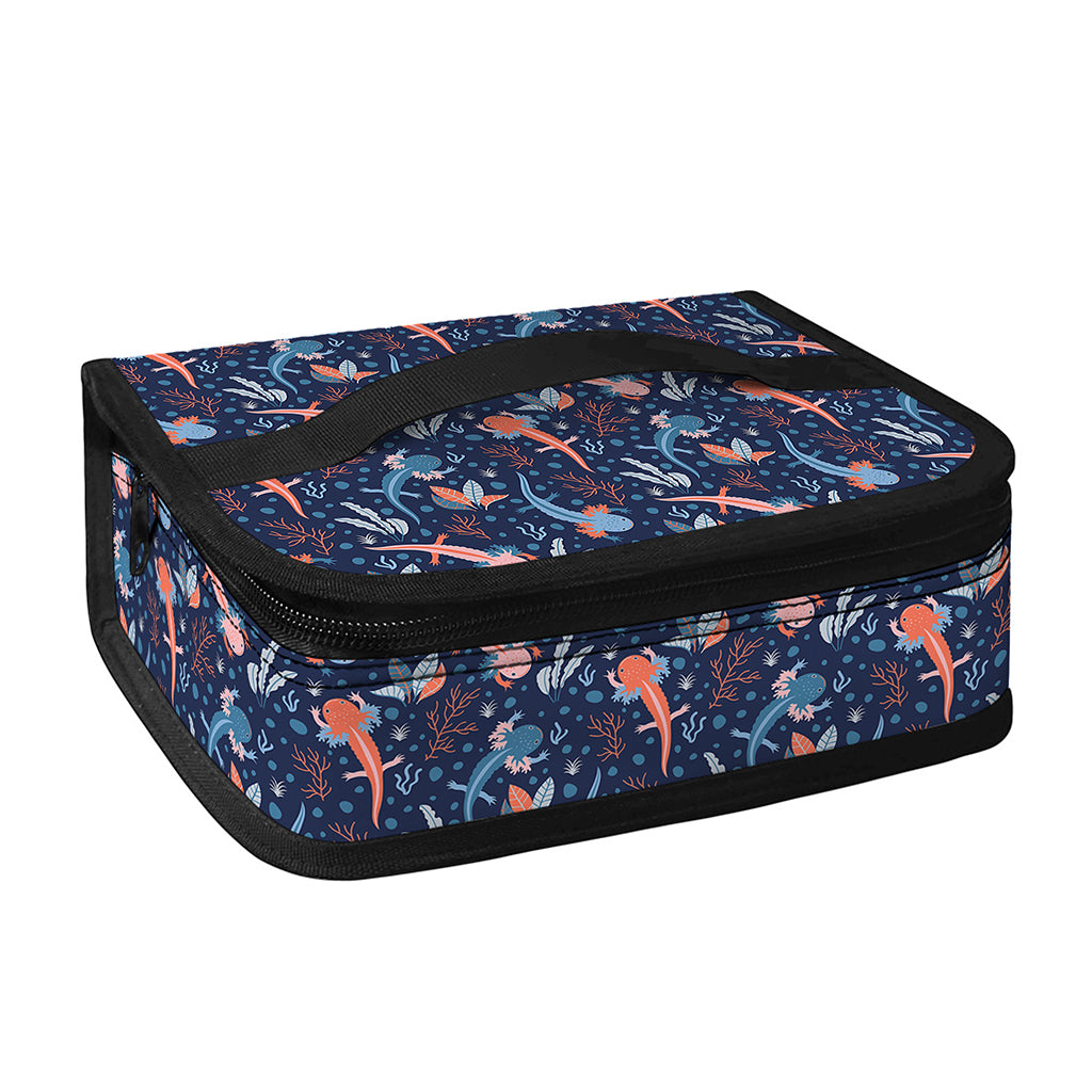 Blue Axolotl Pattern Print Small Lunch Bag