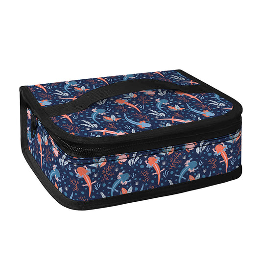 Blue Axolotl Pattern Print Small Lunch Bag