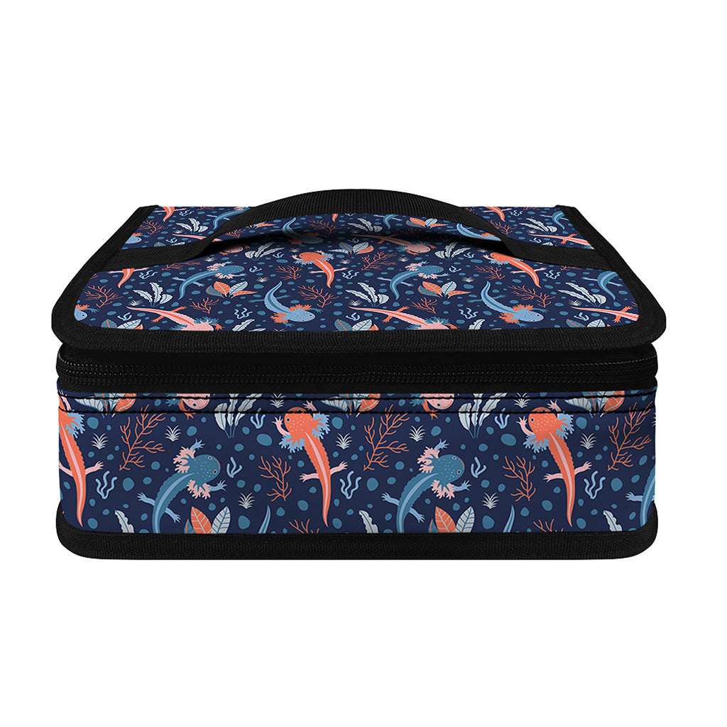 Blue Axolotl Pattern Print Small Lunch Bag