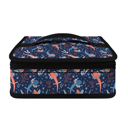 Blue Axolotl Pattern Print Small Lunch Bag
