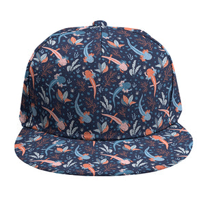 Blue Axolotl Pattern Print Snapback Cap