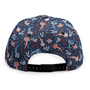 Blue Axolotl Pattern Print Snapback Cap