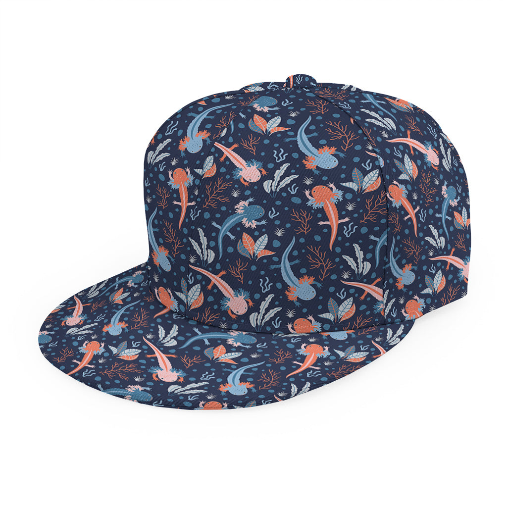 Blue Axolotl Pattern Print Snapback Cap