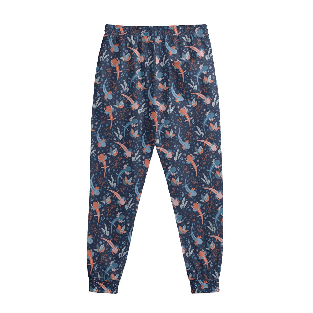 Blue Axolotl Pattern Print Sweatpants