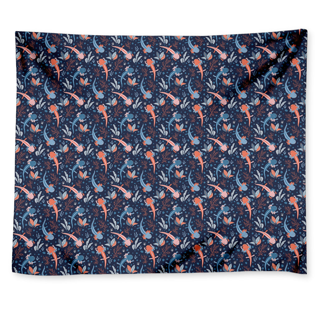Blue Axolotl Pattern Print Tapestry