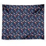Blue Axolotl Pattern Print Tapestry