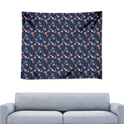 Blue Axolotl Pattern Print Tapestry