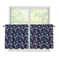 Blue Axolotl Pattern Print Tier Curtains