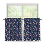 Blue Axolotl Pattern Print Tier Curtains