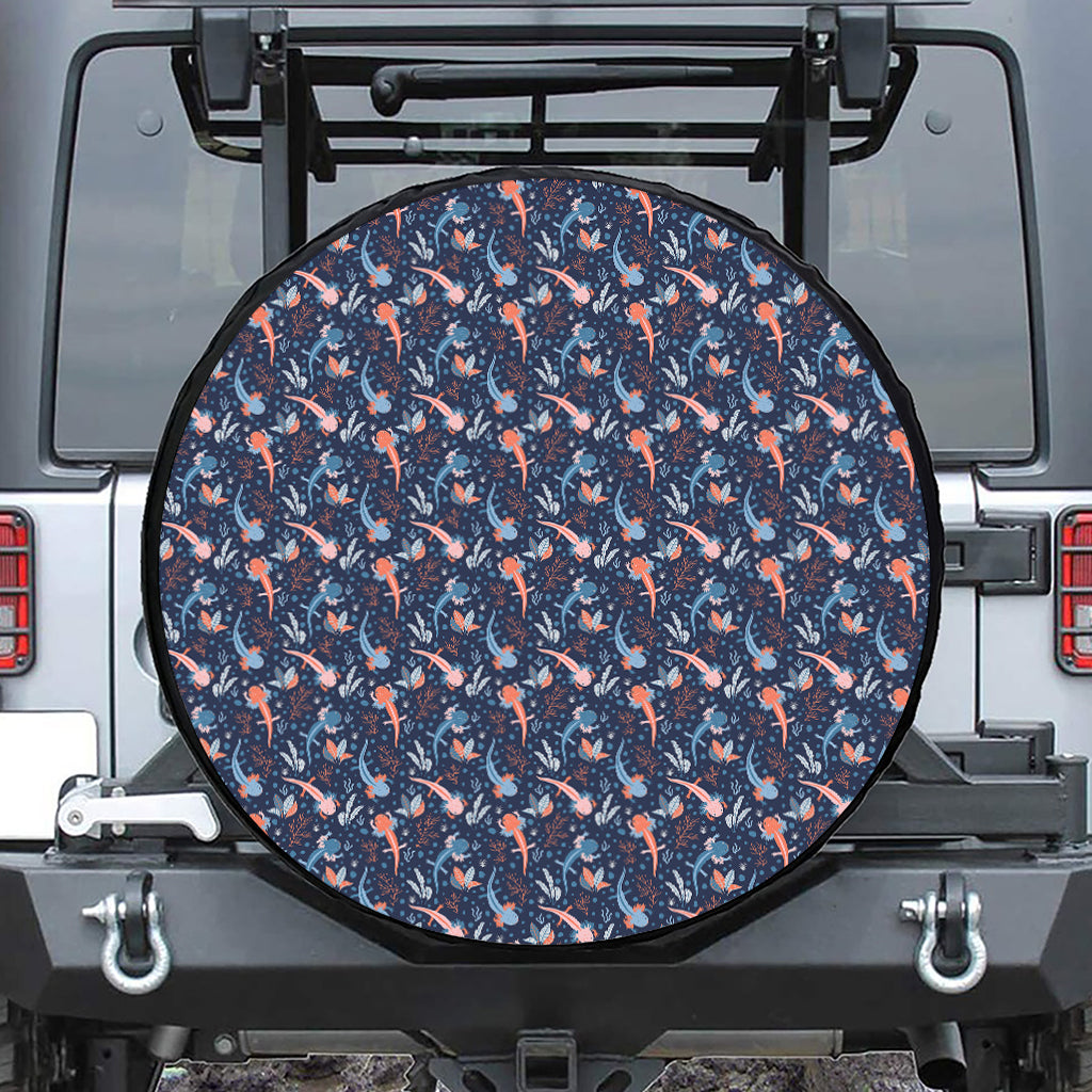 Blue Axolotl Pattern Print Tire Cover