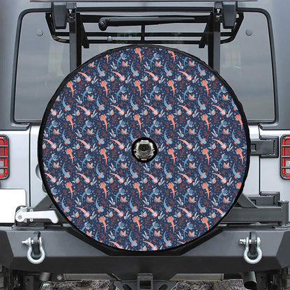 Blue Axolotl Pattern Print Tire Cover With Camera Hole