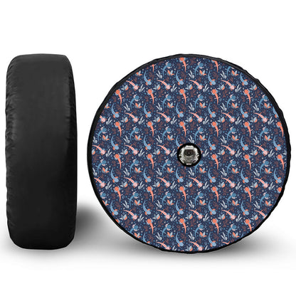 Blue Axolotl Pattern Print Tire Cover With Camera Hole