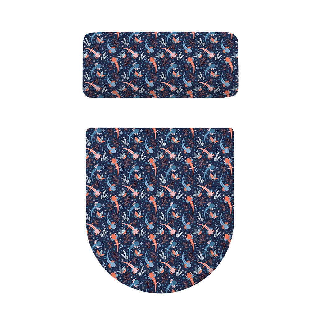Blue Axolotl Pattern Print Toilet Lid And Tank Cover Set