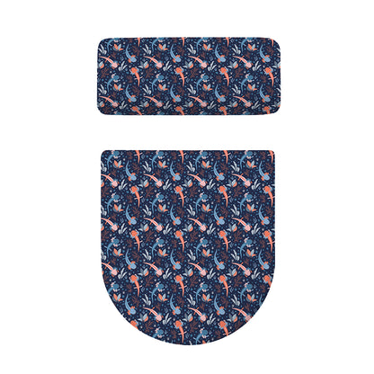 Blue Axolotl Pattern Print Toilet Lid And Tank Cover Set