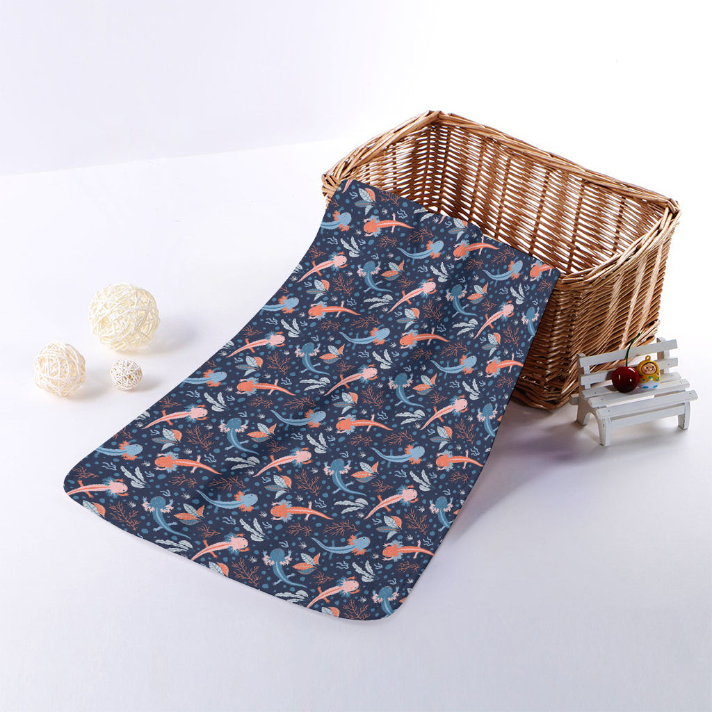 Blue Axolotl Pattern Print Towel