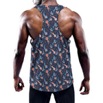 Blue Axolotl Pattern Print Training Tank Top