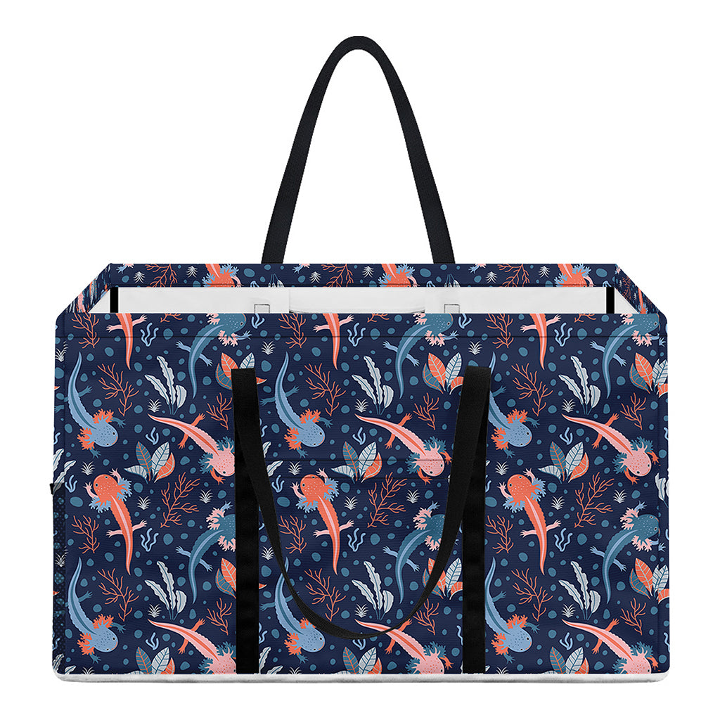 Blue Axolotl Pattern Print Utility Tote Bag
