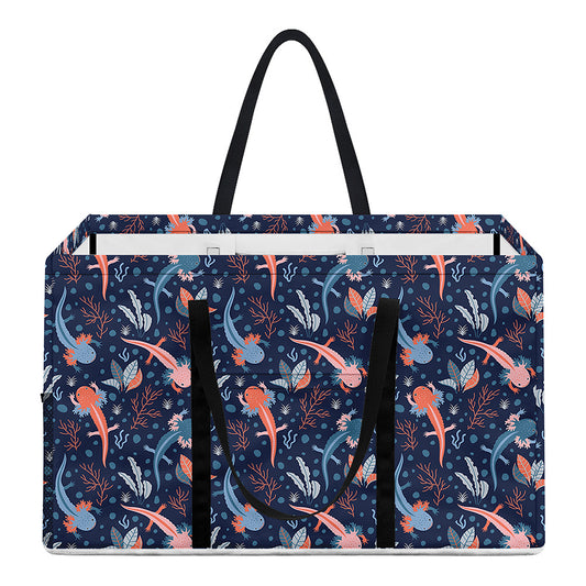 Blue Axolotl Pattern Print Utility Tote Bag